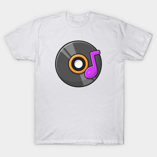 Vinyl Disk Music with Tune and Note of Music Cartoon Vector Icon Illustration (3) T-Shirt by Catalyst Labs